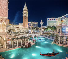 Sail trough the canals with a gondola ride at The Venetian Hotel and Casino.