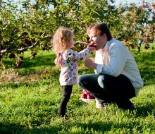 Preschoolers love to pick their own (and parents'!) apples. Photo by Kim Tyler Photography courtesy of Lyman Orchards