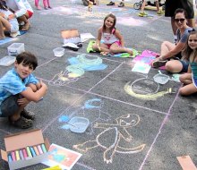 Kids can take part in the Chalk Spot and decorate a square at Marietta's Art in the Park. Photo courtesy of the event