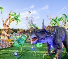 Go back to another time and make friends with dinosaurs! Check out LuminoCity Dino Safari in Orlando, now until June 16, 2024. Photo courtesy LuminoCity