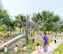  The Pattison playground area at FDR Park is designed to encourage “nature play for all ages and abilities”