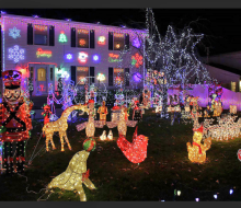 Fifth Street in Ronkonkoma is aglow with Christmas lights during the holidays.