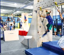 Climb aboard for fun indoor birthday party places for kids in Connecticut! Parkour Birthday Party photo courtesy of Chelsea Piers