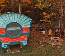 Bellfire's glamping resort in the Catskills offers creature comforts like a grill, fire pit, and even a sauna. 
