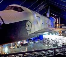 The Intrepid Museum's Space Shuttle Pavilion is the backdrop for a brand new exhibit dedicated to the advent of space travel. 
