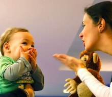 Babies take baby sign language classes in NYC at Signing Up. Photo courtesy of Signing Up