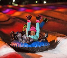 Galactic snow tubing at Camelback offers an LED light show come nightfall.