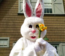 Pose for pictures with the Easter Bunny at the Queens County Farm Museum's annual Barnyard Egg Hunt. Photo courtesy of the museum