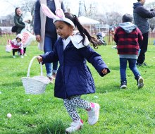 The Queens County Farm Museum hosts a massive Barnyard  Egg Hunt complete with with Whiskers the Bunny photo-ops. Photo courtesy of the museum