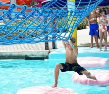 Obstacle courses are part of the water play at Island H2O Water Park.
