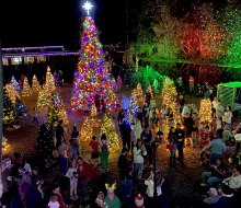 Winter Wonderland at Wekiva Island is back with a supersized Christmas tree, snow flurries, Christmas lights, Santa, and more! Photo courtesy Wekiva Island