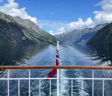 Take a scenic boat ride through the breathtaking fjords. 
