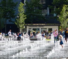 There are a host of spraygrounds and splashpads in the Center City area, like the Fountain at Dilworth Park.  Photo courtesy of Center City District
