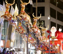 The Visit Philadelphia Holiday Parade will send floats representing Christmas, Hanukkah, Kwanzaa, and the Chinese New Year marching down Market Street . Photo courtesy Visit Philly