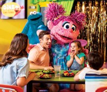 Enjoy a delicious buffet meal with your favorite furry friends, where all moms receive a free flower. Photo courtesy of Sesame Place