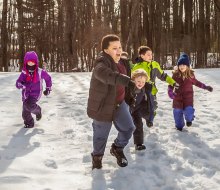 Kids can get out and explore, keeping busy on winter and spring breaks with the top school break camps in Boston! February Vacation Week program photo by Phil Doyle, courtesy of Mass Audubon