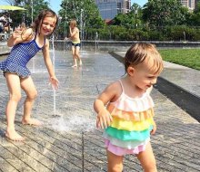 There are seven different spots to cool off on the Greenway, but the gentle Canal Fountains are ideal for little ones.