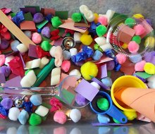 Create a colorful, texturized world with a DIY sensory bin. Photo by Emma Graig