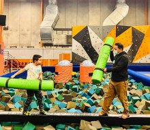 Try to keep your balance at Sky Zone Trampoline Park in Norwalk. Photo courtesy of Sky Zone