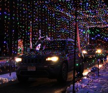 The Skylands Stadium Christmas Light Show takes visitors on a winding, drive-thru course with tons of twinkling lights and dazzling decorations.