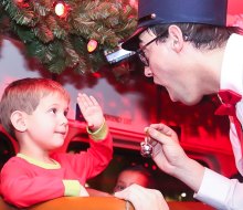 Say hi to the conductor before meeting Santa on the Southern California Polar Express Train Ride. Photo courtesy of the train
