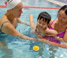 Swimming lessons start as young as 7 months at Commonpoint Queens, which uses the Red Cross curriculum. Photo courtesy of the venue