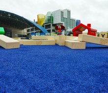 The Strong Museum of Play celebrates the power of play inside and out, including in the Hasbro Game Park, where you can climb on Jenga blocks and more. 