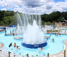 Tibbets Brook Park's swimming complex includes a splash pad complete with cool jets and sprinklers. 