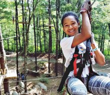 Kids will love to zip between the trees in Canton. Photo courtesy of TreeTop Adventures