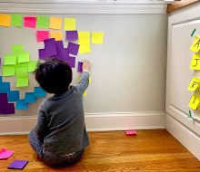 Have a Post-it party! Easy but fun games for toddlers can be made with household items.