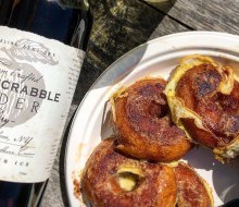 Adults can enjoy a drink from Hardscrabble Cidery at Harvest Moon Farm & Orchard while kids devour the donut pancakes.  