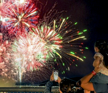 Watch a fireworks display like you’ve likely never seen before: in the middle of the Hudson River. Photo courtesy of Walkway over the Hudson 