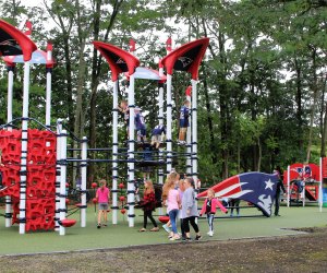 Little football fans get a kick out of playing at one of two Patriots-donated playgrounds south of the city. Photo courtesy of the New England Patriots