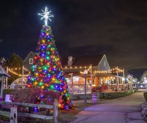 The Holiday Light Spectacular at Olde Mistick Village is the largest in Southern New England. Photo courtesy of Rileigh Outdoor Decor