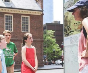 Photo of kids on walking tour of Boston
