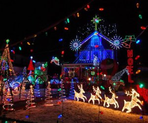 Image of spectacular Christmas lights on greater Boston home