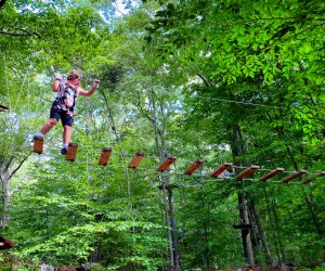 Let the kids test their bravery with an Adventure Park challenge on a CT day trip. Photo by Ally Noel