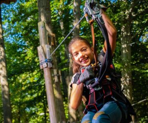 While big kids zip through the treetops, preschoolers can play in the Adventure Playground in Storrs. Photo courtesy of Adventure Park