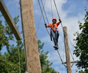 Climb high on the ropes course at Alley Pond Park's adventure course public Sundays. Photo courtesy of NYC Parks