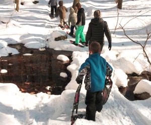 Go for a guided hike on snowshoes through Ansonia Nature Center's woodlands. Photo courtesy of the Ansonia Nature Center