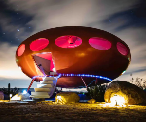 Sleep in a spaceship at the Area 55 Futuro House. Photo courtesy of Airbnb