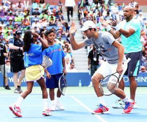 Novak Djokovic participates in Arthur Ashe Kids' Day at the US Open. Photo courtesy of the USTA