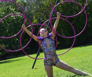 Venus de Hooplah shows off her amazing hula hoop skills at birthday parties for all ages. Photo courtesy of entertainer