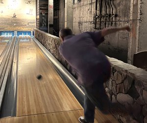 a man Duckpin Bowling