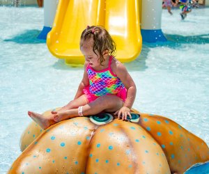 young toddler in a water park 