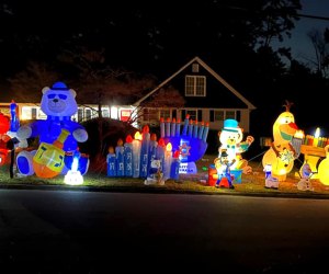 Drive-Thru and Drive-By Christmas Displays in Atlanta Springfield Drive in Dunwoody and witness Hanukkah in inflatable form!