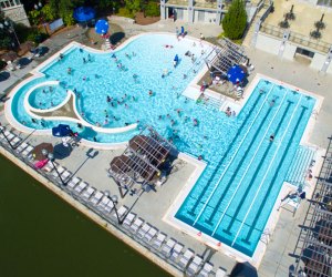 Grab a friend and dive into the giant swimming pool at Piedmont Park Aquatic Center. Photo courtesy of Piedmont Park Conservancy