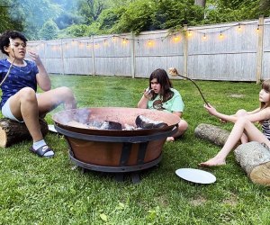 kids around a campfire roasting marshmallows