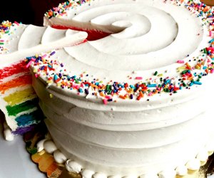 baked NYC rainbow birthday cake