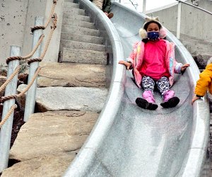Race down the speedy slides at the brand new Battery Playscape.
